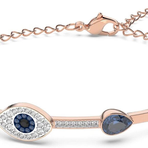 Women's Symbolica Evil Eye Bangle Bracelet Blue Crystal Mixed Metal Finish Me